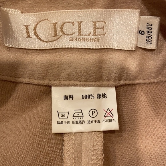 Icicle Shanghai Faux Suede Pants Wide Straight Leg Size 6 - Picture 9 of 10